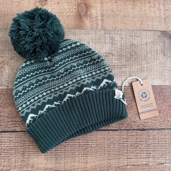 Marine Layer REspun Archive Pom Beanie Green Adult ONe SIze New With Tags - Picture 3 of 4